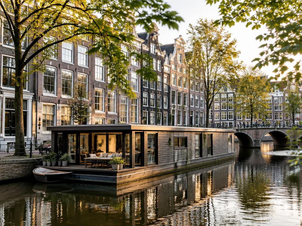 Woonark in een Amsterdamse gracht